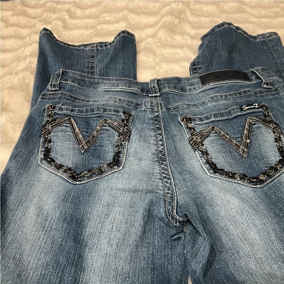7 Seven Women Boot Cut Jeans Embroidered Pockets Size 8 - Picture 7 of 11